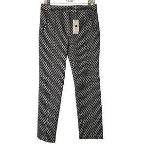 Tory Burch Cameron Cropped Pants Navy Ivory Size 6 NWT